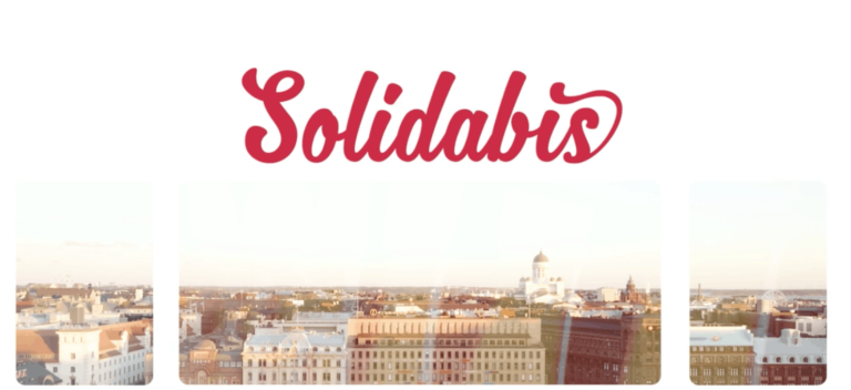 Kuvituskuva: Solidabis-logo ja näkymä Helsingistä Mikonkadun toimiston edustalla