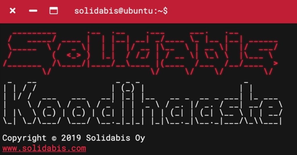 Kuva Solidabiksen vuoden 2019 koodihaasteesta, jossa oli retrompi tyyli.